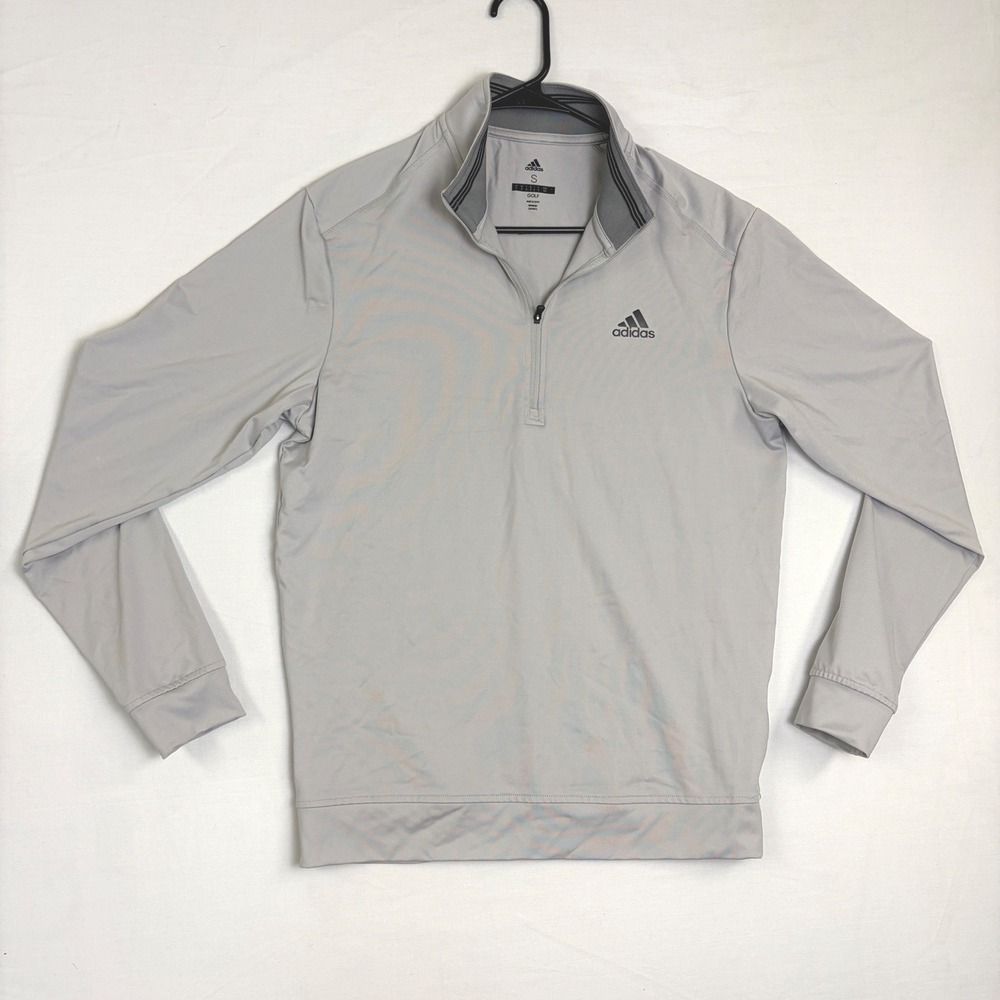 Adidas Golf Quarter Zip Pullover Mens Small‎ Gray Performance Stretch Sweatshirt